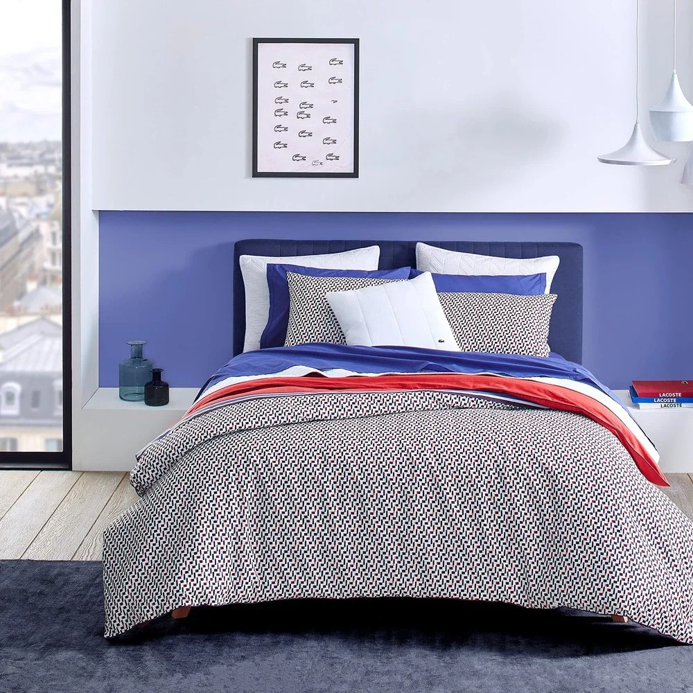 Lacoste Comforter Set Twin/Twin XL Red New Grove Geometric 2000000835